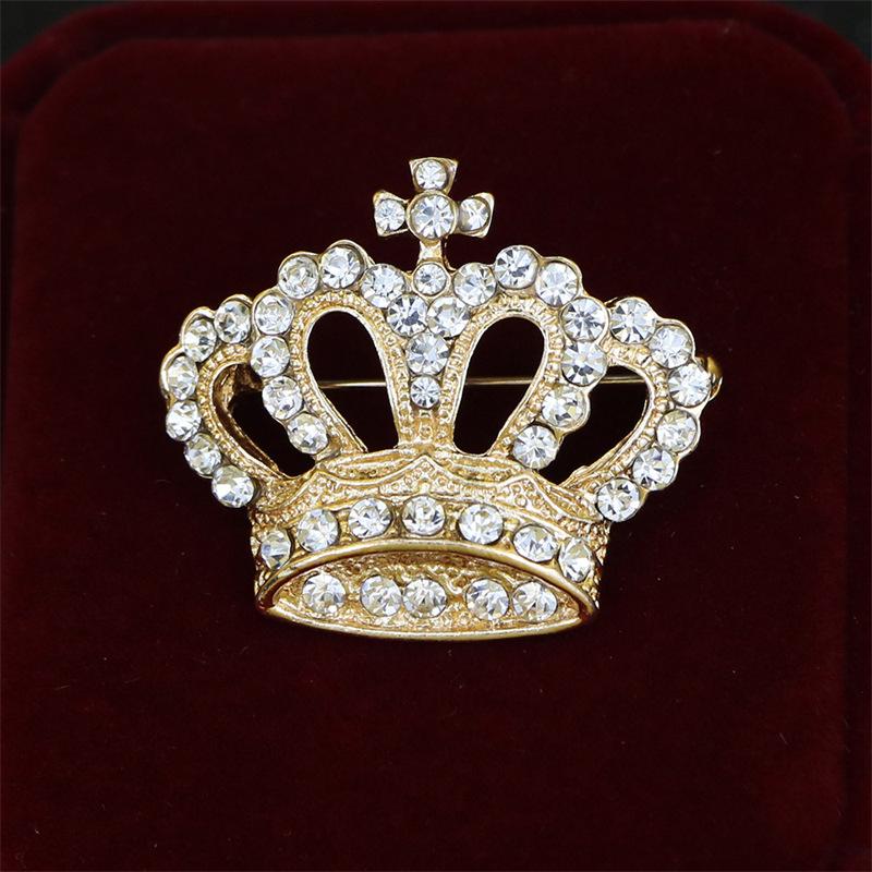 

Fashion Crown Brooch For Women Vintage Zircon Crystal Luxurious Jewelry Girl Princess Gift