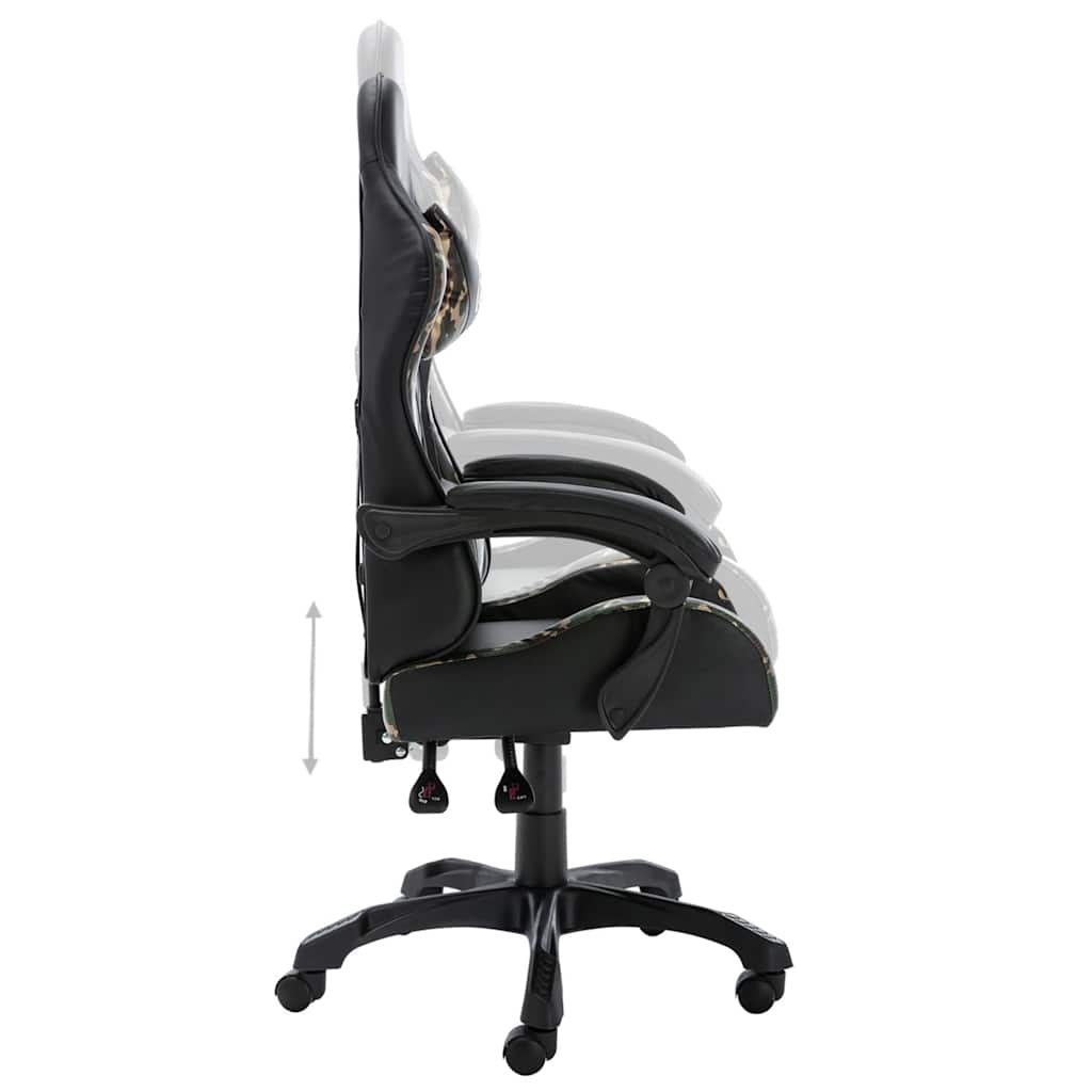 Gaming Chair In Black and Camouflage Pattern Faux Leather