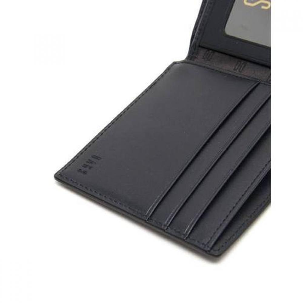 Daks Black Leather Dd Logo Classic 2 Fold Wallet