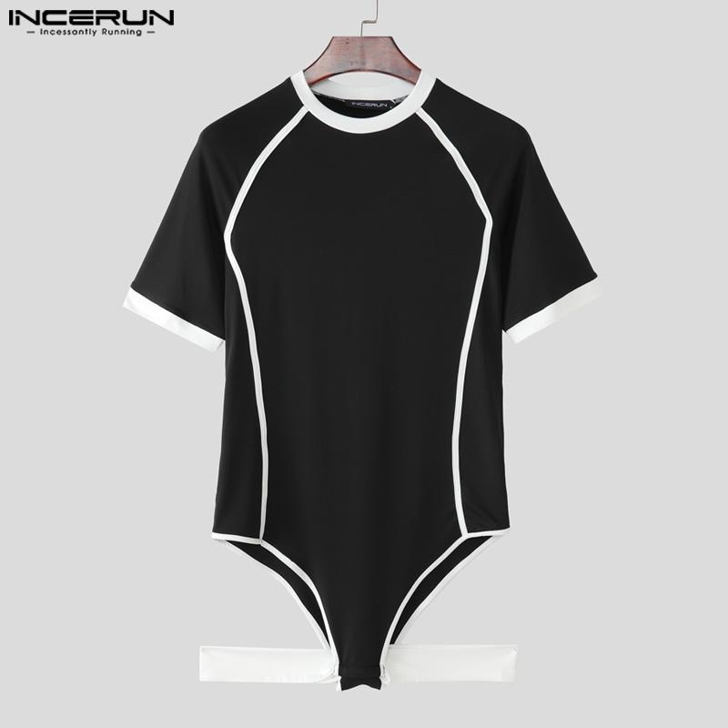 INCERUN Men's Sleeveless Stitching Jumpsuits One Piece Suit Playsuits Underwear Pajamas