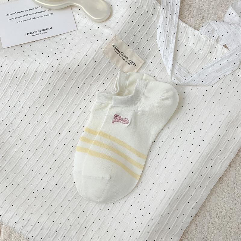 

Women s Summer Thin New Stripe Mesh Breathable Shallow Mouth Invisible Socks 1 pair