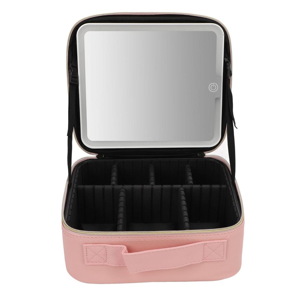 Portable LED Makeup Bag Multipurpose Stylish Large Capacity 3 Color Lights Dimmable Travel Makeup Bag with LED Mirror