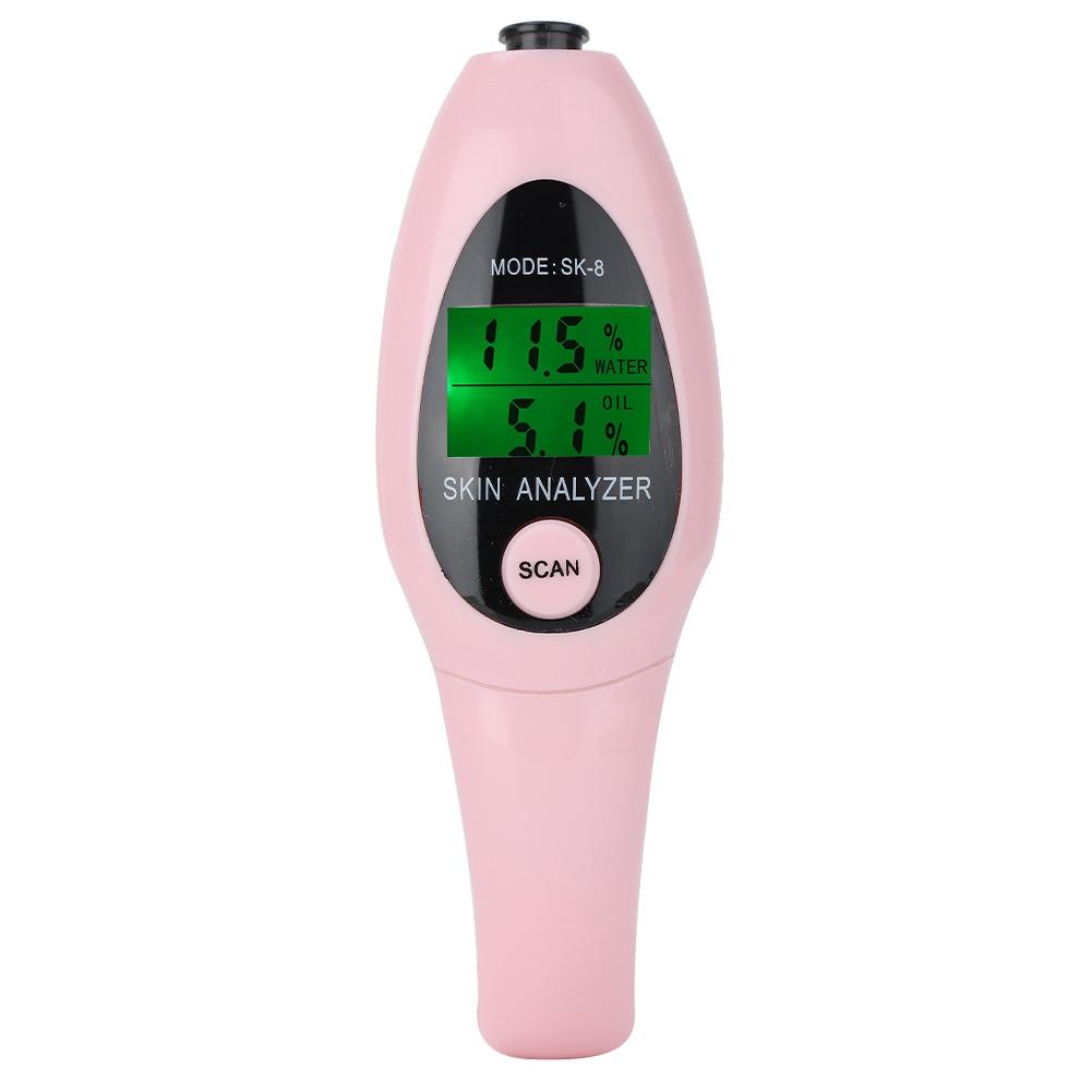Digital LCD Display Skin Sensor Tester Facial Moisture Water Oil Analyzer (Pink)
