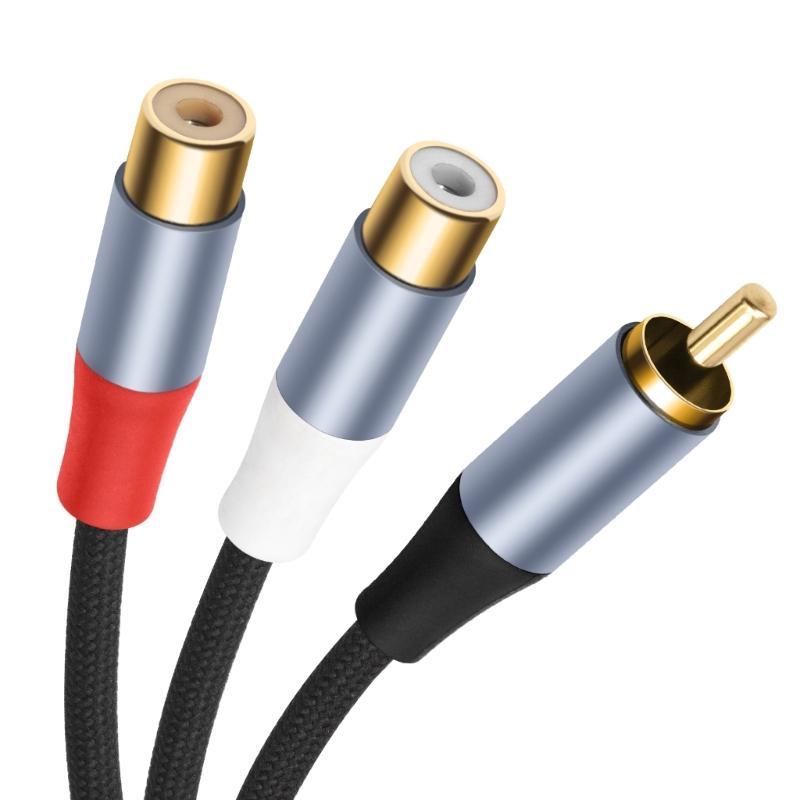 1Pin To 2RCA Cable Gold Plated 1Pin Male To 2RCA Female Stereo Sound Cable for Home Theater HDTV Gaming Consoles