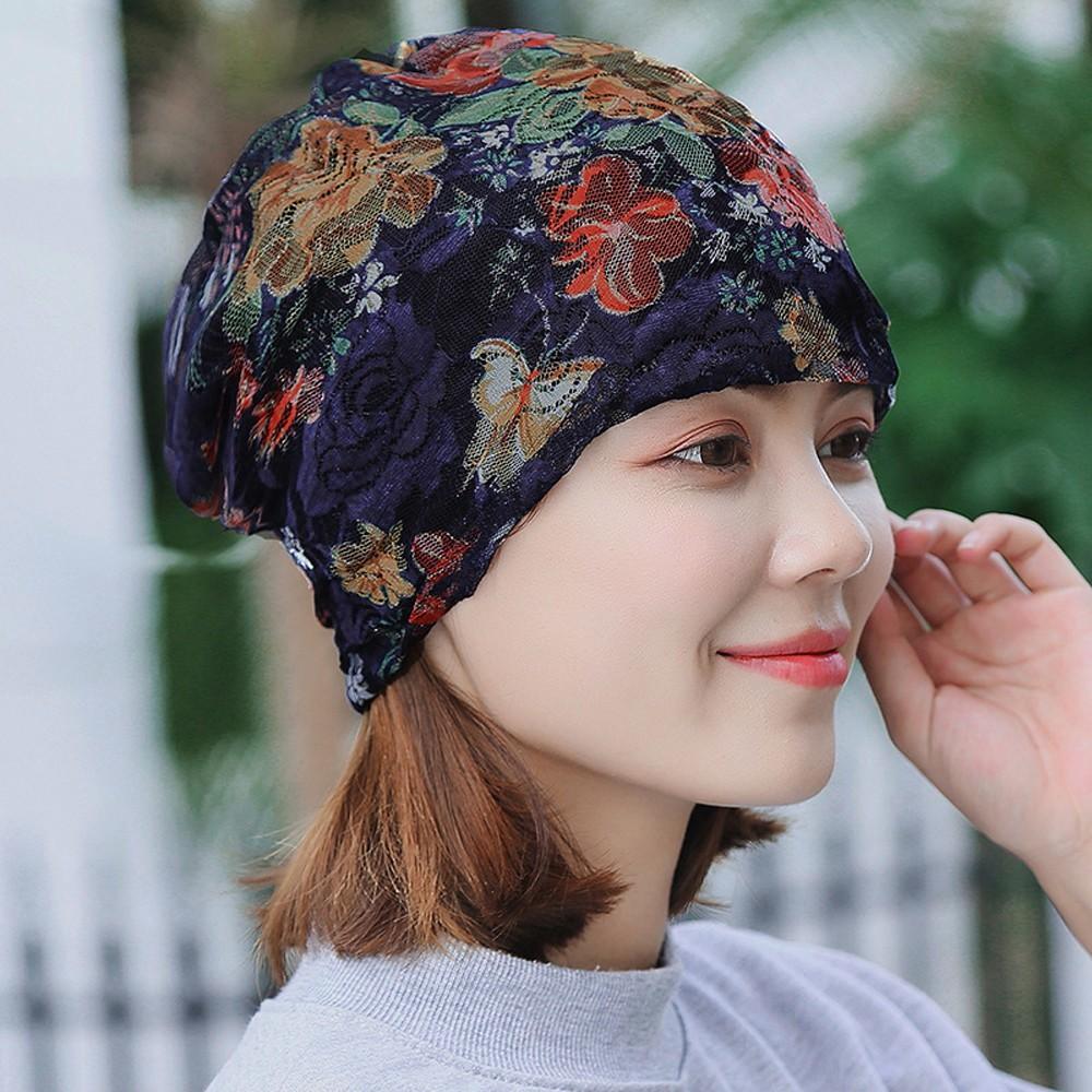 

Women India Muslim Stretch Turban Hat Lace Hair Print Loss Head Scarf Wrap Темно-синій