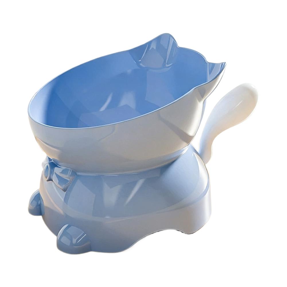 

Elevated Cat Food Bowl, Slanted Stainless Steel Cat Water Bowl, Raised Neck Protection Anti-Tipping Feeding Dish for Cats Puppy синій