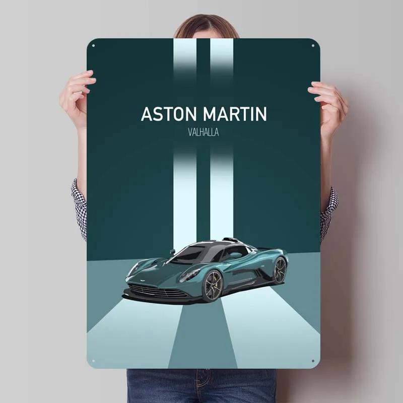 Aston Martins Tinplate Sign Classic Cars Poster Metal Wall Art Mural Retro Metal Sign Plaque for Garage Wall Art Decoration Room