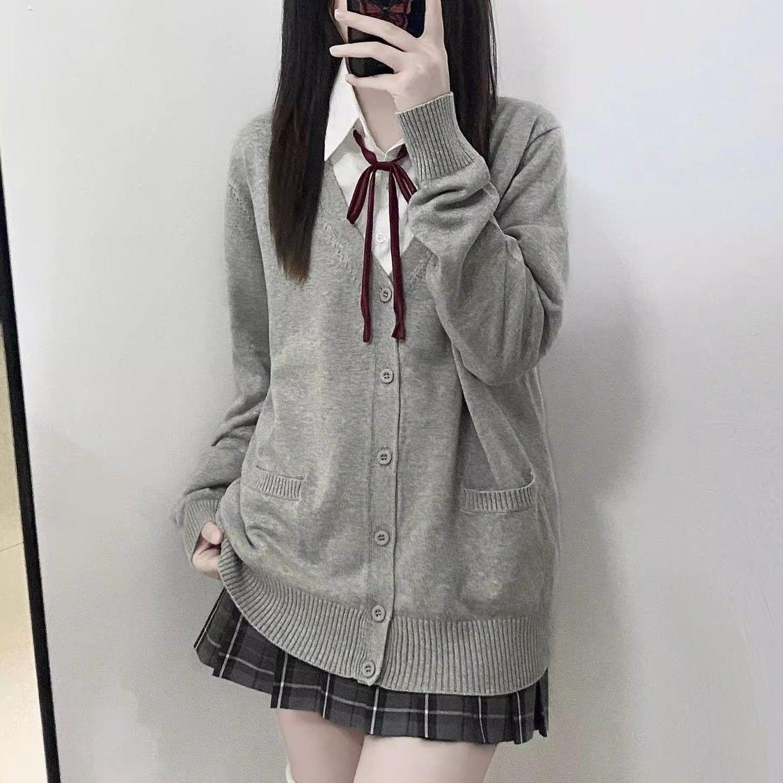 

Японский кардиган в студенческом стиле JK Uniform — милый, универсальный свитер с длинными рукавами для осени/зимы Medium