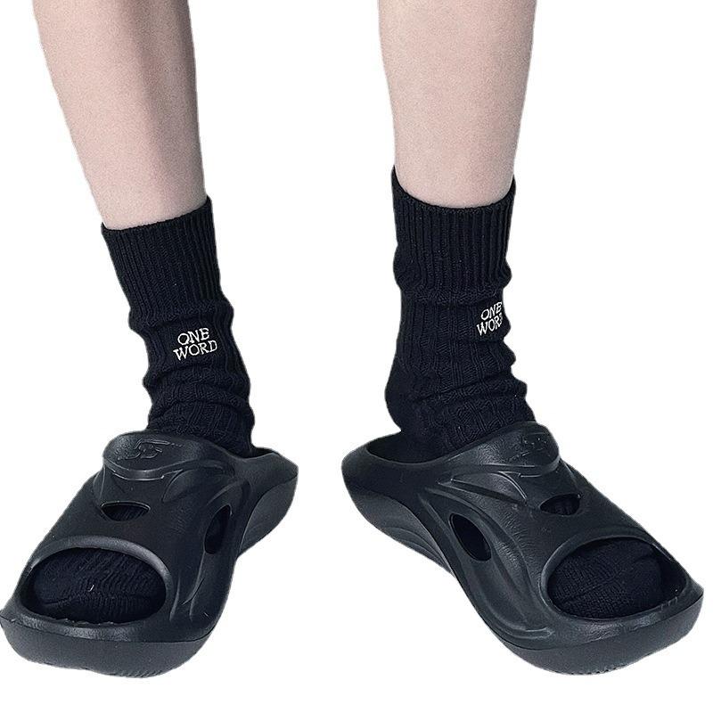 Ladies Spring Pure Cotton Letter Personality Medium Tube Pile Socks