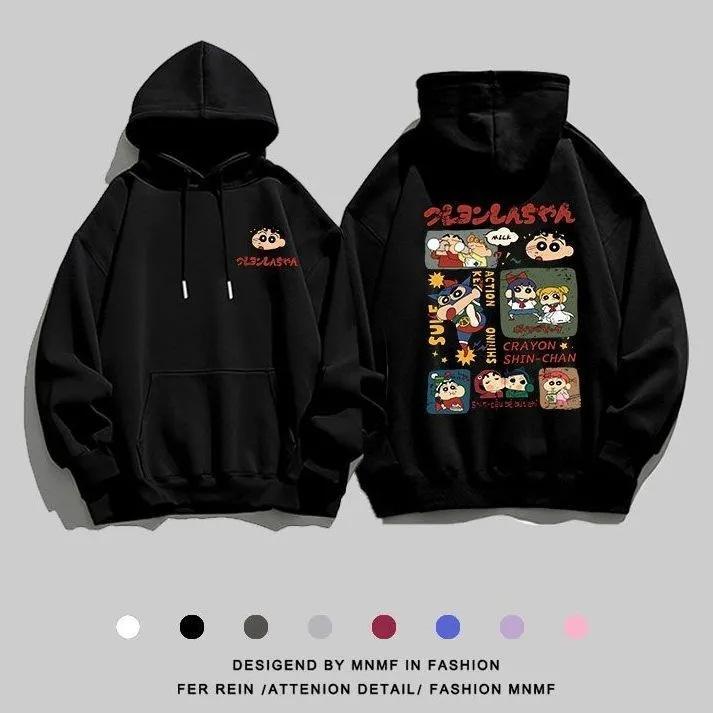 Autumn and winter cartoon crayon small print hooded sweater couple long-sleeved loose casual jacket