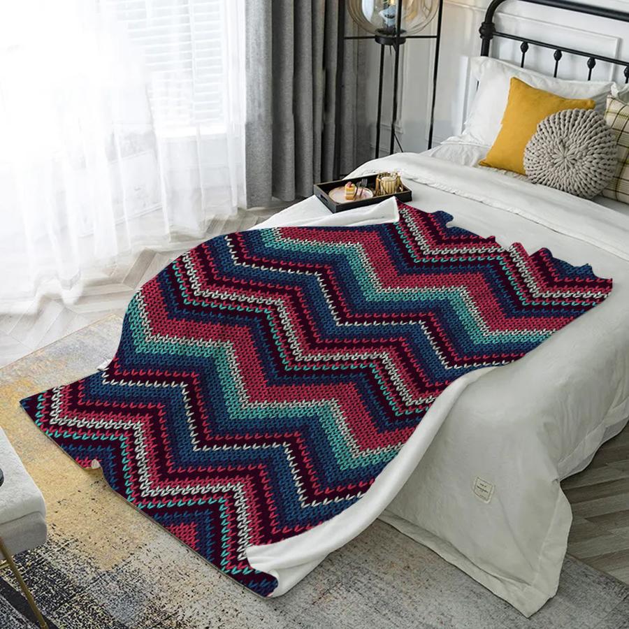 Zigzag Pattern Blanket Microfiber Flannel Cover Blanket Bedroom Living Room Sofa Soft And Comfortable Home Decoration