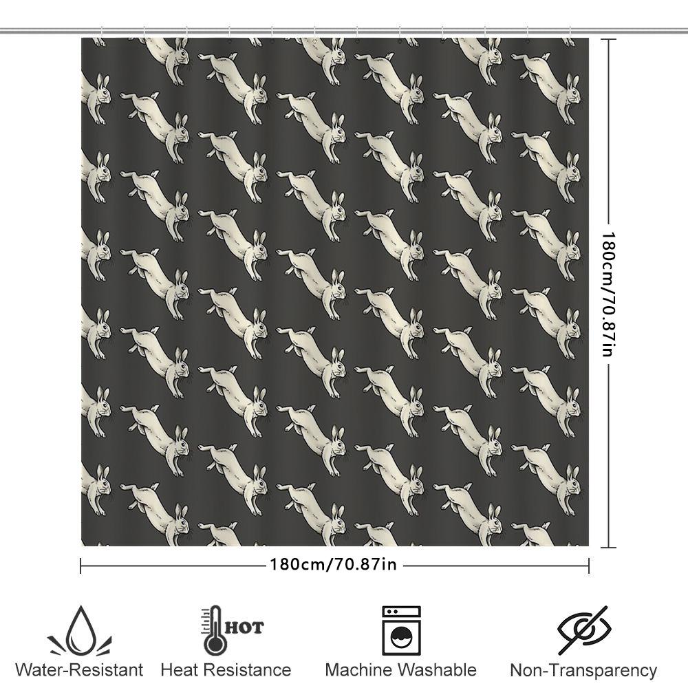 Rabbit Shower Curtain Farmhouse Decor Woodland Animals Bathroom Set Vintage Rustic Nature Wildlife Shower Liner for Home