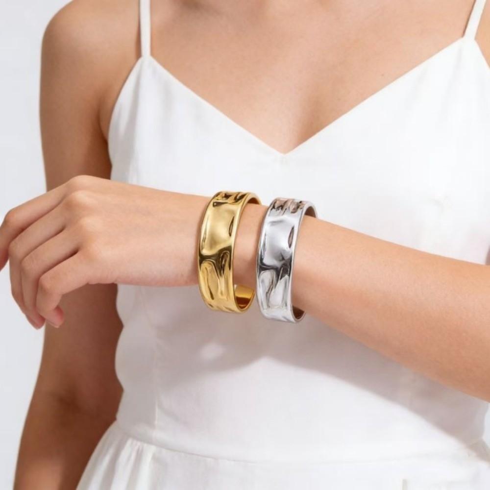 Gold Silver Color Open Cuff Bracelets Punk Metal Bracelets New Geometric Bangles Gifts