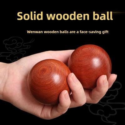 2Pcs Antique Baoding Balls Wooden Hand Exercise Massage Balls Stress Ball  Health Therapy