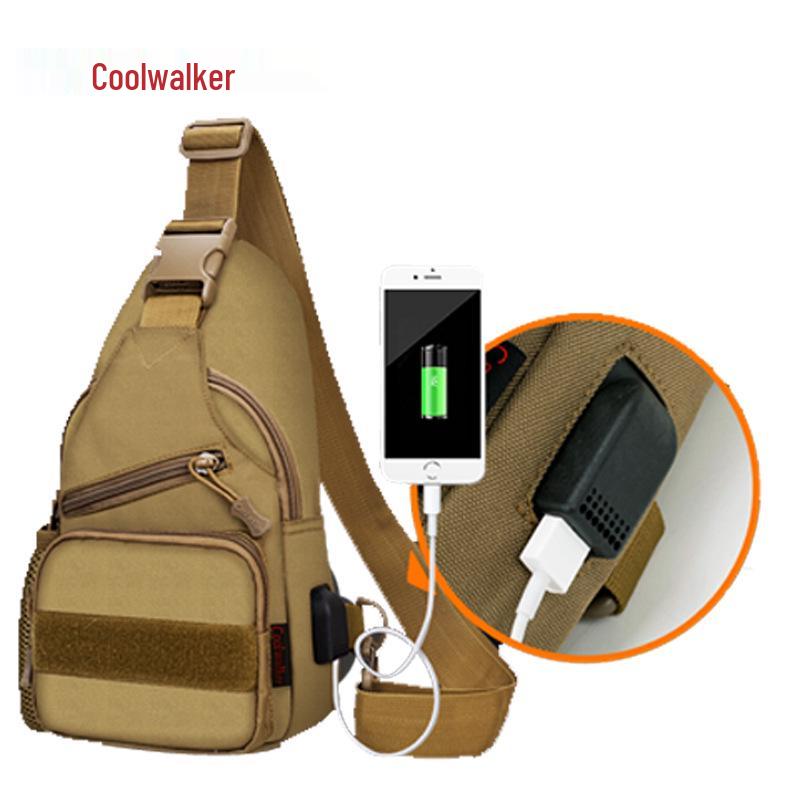 New Tactical Shoulder Bag with USB, Water Bottle Holder, and iPad Slot for Outdoor Use