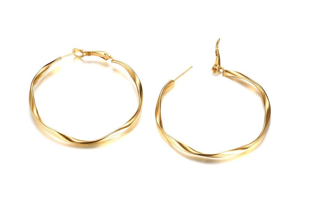 Rockyu Brand Fashion Earrings for Women Popular 18K Stainless Steel Hoop Earrings Stylish Hoop Large Simple Day Popular Accessories Valentine's