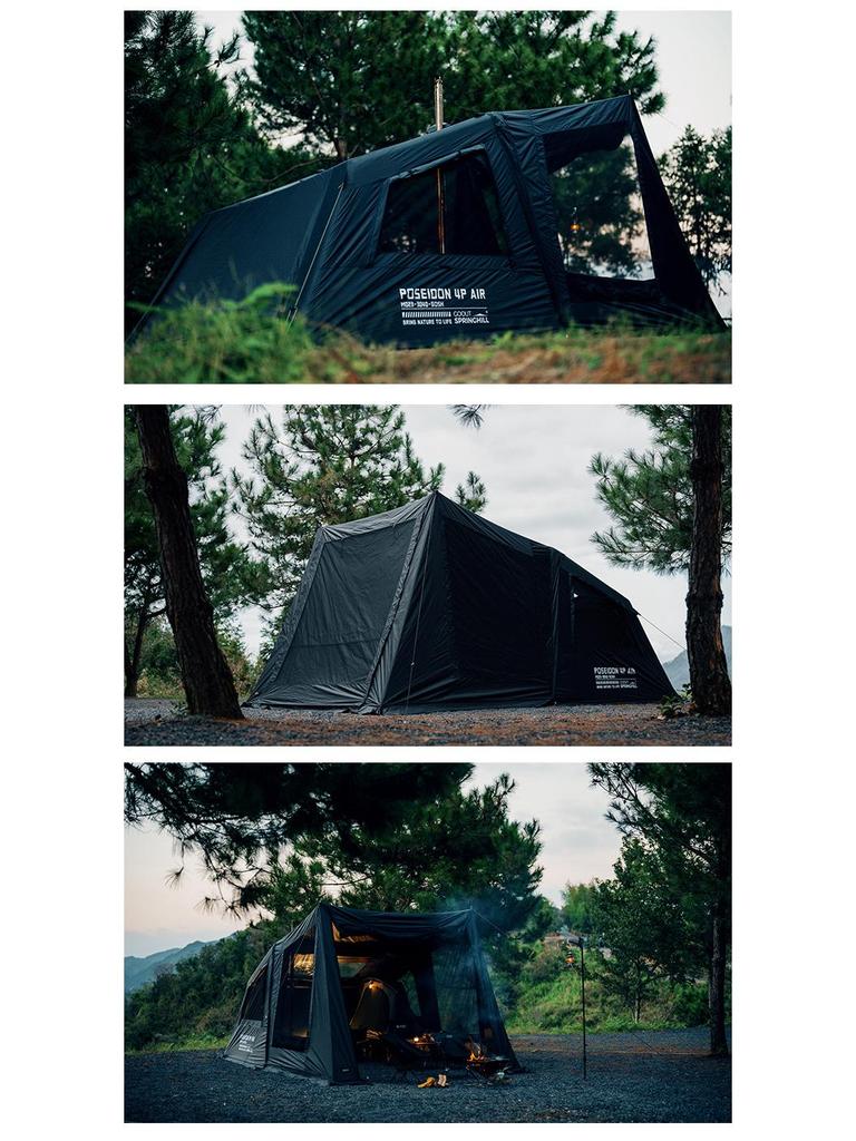 Spring Mountain 4P Inflatable Tent - One Bedroom, One Living Room, Rainproof, Skylight, Outdoor Camping Shelter.