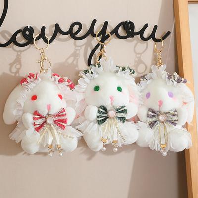 Lolita Rabbit Cute Plush Toy Bow Tie Ribbon Send Girlfriend Pendant Doll Grab Machine Doll Gift
