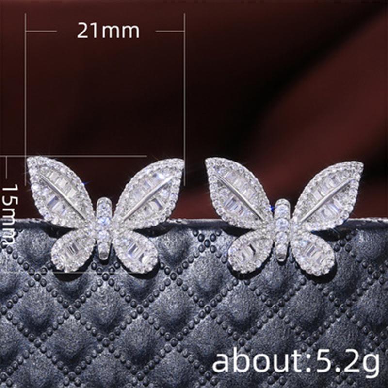 Retro Fashion High-grade Crystal Rose Earrings Women Zircon Ear Studs Wedding Jewelry Gifts