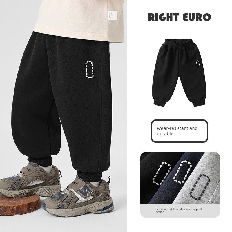 Boys Simple Sports Pants Knitted Long Pants 2026 New Spring and Autumn Children s Toddler Boys Trendy Sweatpants Black 100cm