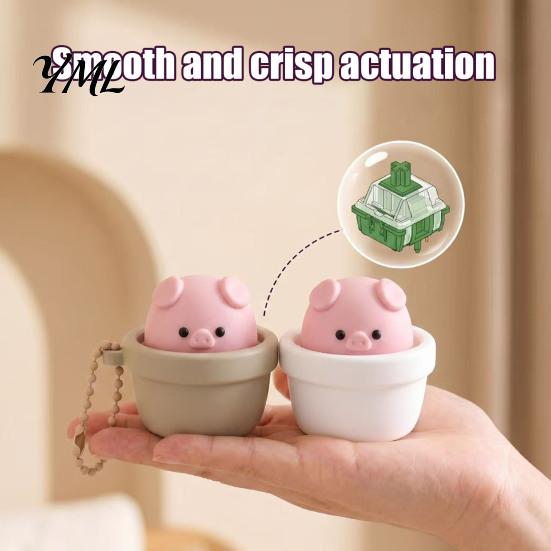 Potted Pig Pendant Clicker Toy with Bead Chain, Clicky Button Fidget Chain for Stress Relief, Finger Backpacks School Bags Decor
