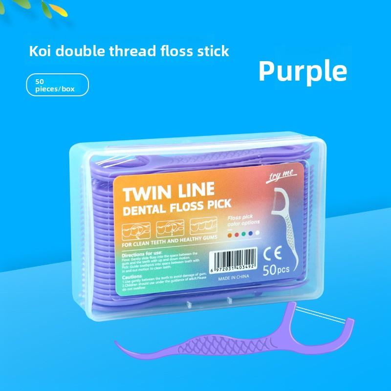 Automatic Dental Floss Holder with 5 Pieces, Portable and Easy To Use, One-click Release, Double-threaded, Fruit-flavored Dental Floss