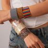 Leopard Print Open Wide Bracelet Geometric Smudged Hand Ring Creative Striped Acrylic Bangle  Women