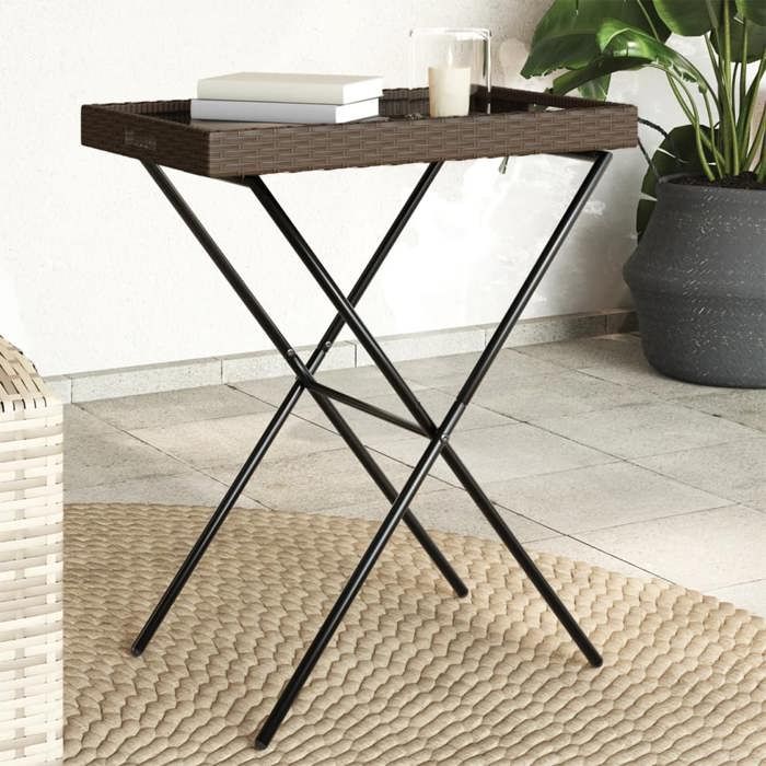 VidaXL Table with Foldable Top, Dining Table with Handles, Side Table with Top, Garden Terrace Furniture, 365128