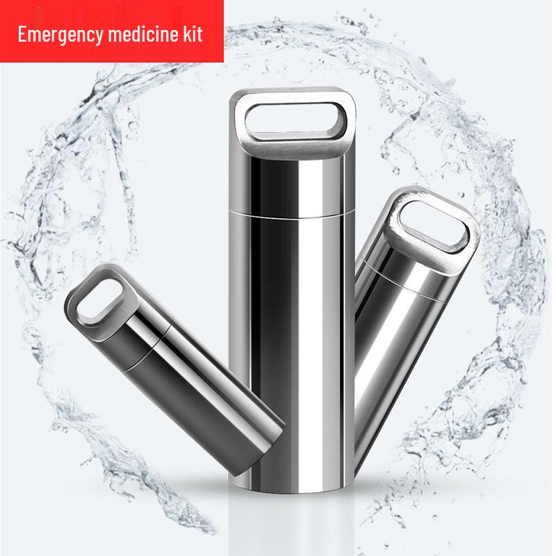 Premium Stainless Steel Waterproof Portable Pill Box for Outdoor Camping and EDC
