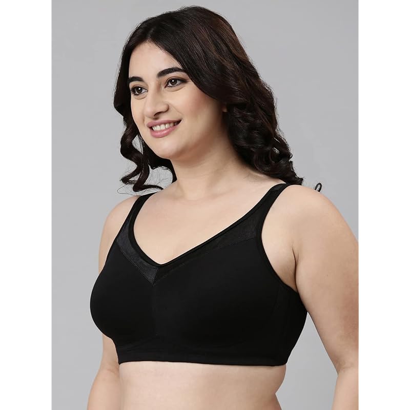 

Enamor A112 Smooth Super Lift Classic Full Support Bra - Stretch Cotton, Non-Padded, Wirefree & Full Coverage Black 36C чёрный