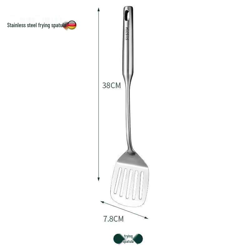 304 Stainless Steel Kitchen Tool Set: Spatula, Soup Ladle, Wok Spatula, Strainer, and Spoon - Anti-scalding, Thickened Design.