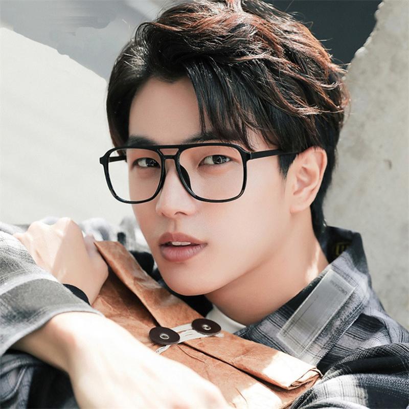 Blocking Blue Light Square Nearsighted Spectacle Double Beam Transparent Gray TR90 Diopter Glasses Prescription -0.5 -1.0 To -4