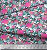 Soimoi Japan Crepe Satin Fabric Camouflage Texture & Flamingo Bird Printed Craft Fabric by the Metre 42 Inch