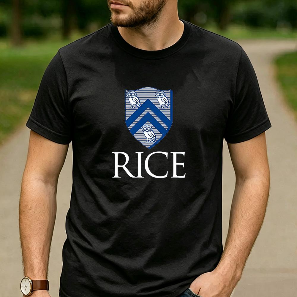 Vintage Rice University Houston Owl Shield Crest Aesthetic Graphic T Shirt Unisex Crew Neck Short Sleeve Alumni Gift Top
