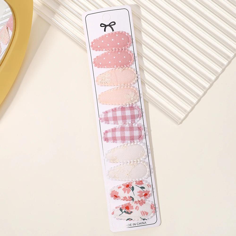 10/20Pcs Mini Print Cotton Alloy Hair Clips Hairpin for Girl Fabric Plaid BB Hairgripes Sweet Headwear Kids Hair Accessories