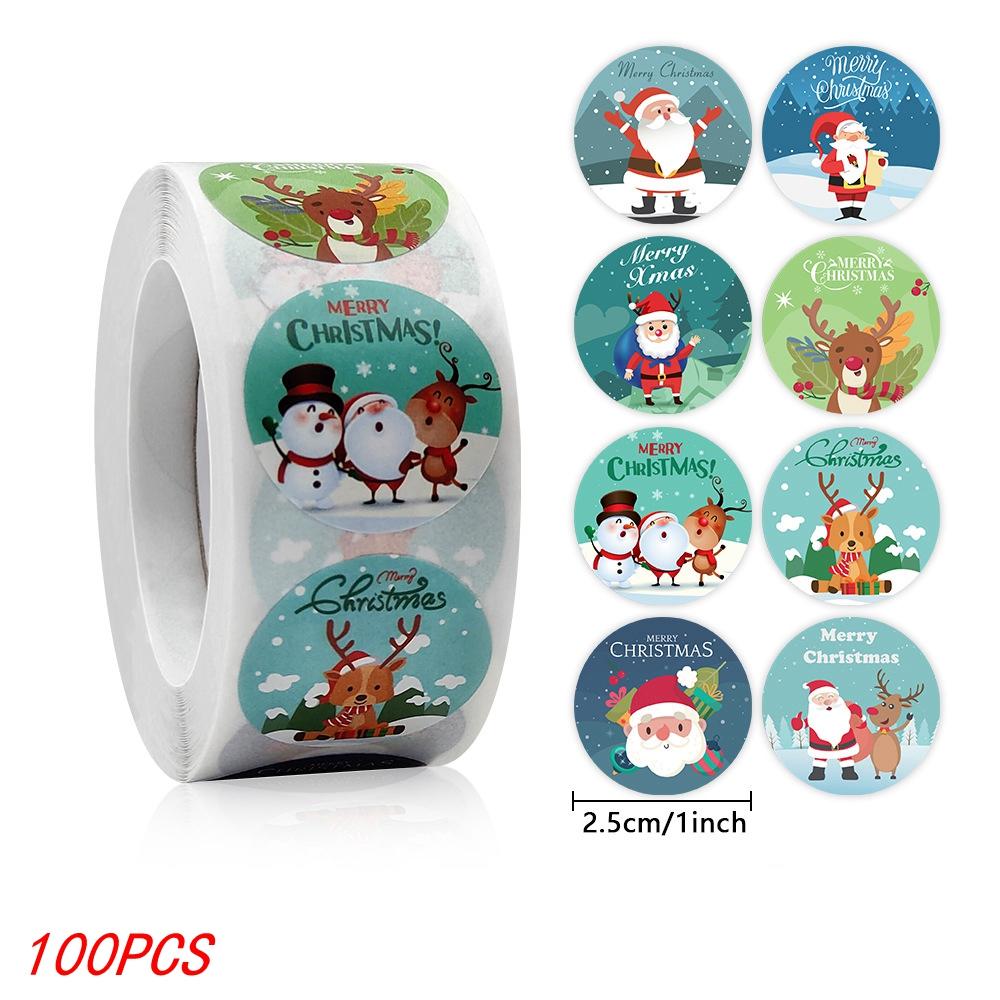 

100-500pcs 1 inch Kids Stickers Christmas Gift Decoration Labels Thankyou Stickers for Bussiness Xmas Gift Packaging Stationery