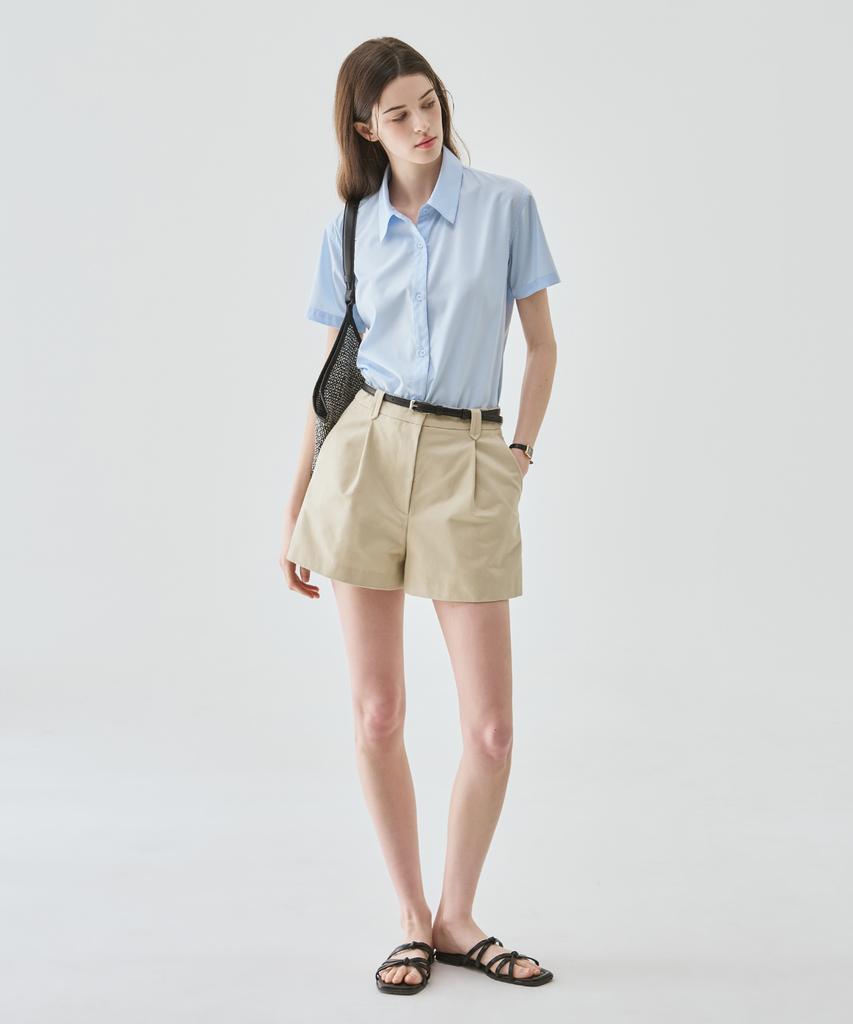 Deuloupisumeon One-Pleat Twill Cotton Shorts [L.Beige]