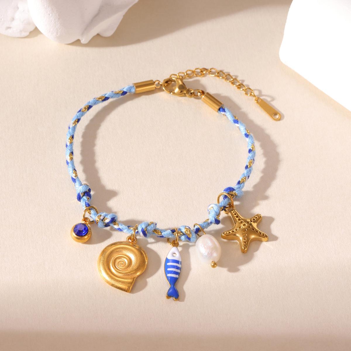 Женский Браслет из Плетеного Стального Каната Серии «Океан» - Летний Модный Тренд