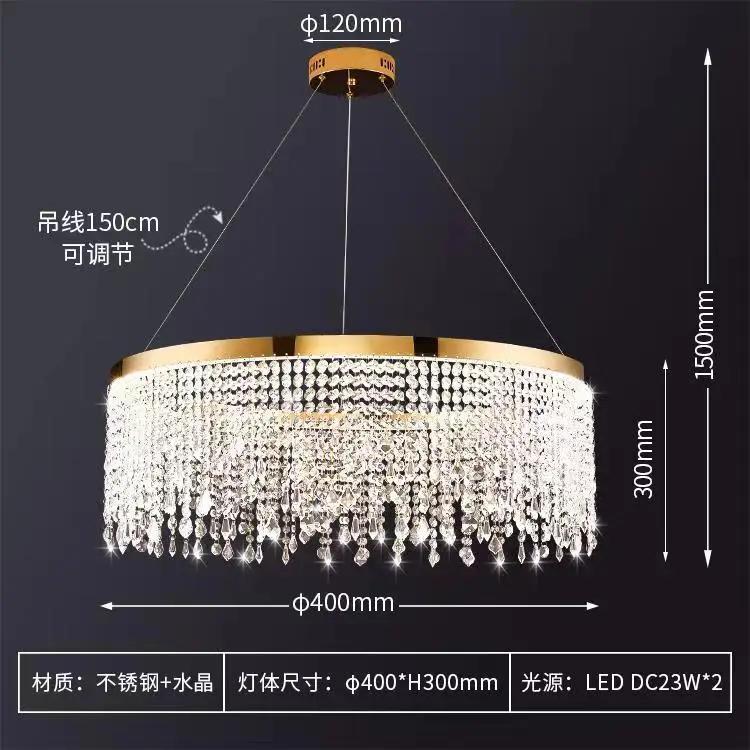 Nordic K9 Crystal Chandelier Luxury Hanging Lamp Gold Led Circle Ceiling Pendant Light Lustre Home Decor
