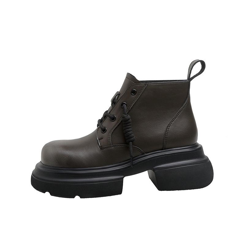 Nouvelles bottes Martin automne et hiver pour femmes en cuir style britannique rétro rue branchée bottines à semelles épaisses