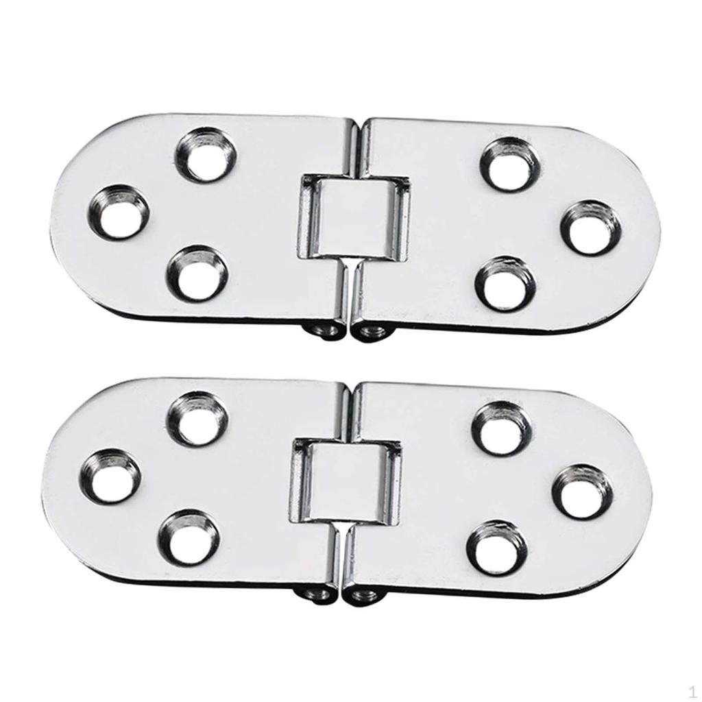 2Pcs Flip Hinges Round Edge Replace Zinc Alloy 180 Degree Cabinet Folding Table