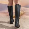 Fashion Women's High Boots Fashion Woman Non-slip Waterproof Winter Zipper PU Leather Knee High Boots Women Chunky Platform Long Boots