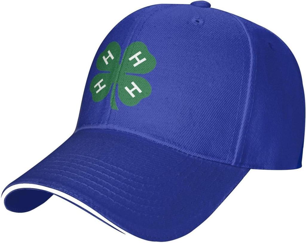 4H Clover Emblem Baseball Cap Polyester Casual Adjustable Sun Protection Adult Snapback