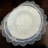 White Round Organza Rose Embroidery Universal Cover Cloth Tablecloth Embroidered Cover Cloth Placemat 33cm