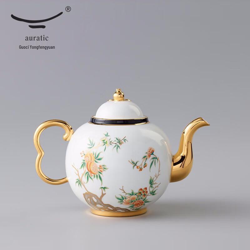 Yongfengyuan Madam Porcelain Pomegranate Garden 17-Piece Ceramic Coffee & Tea Set