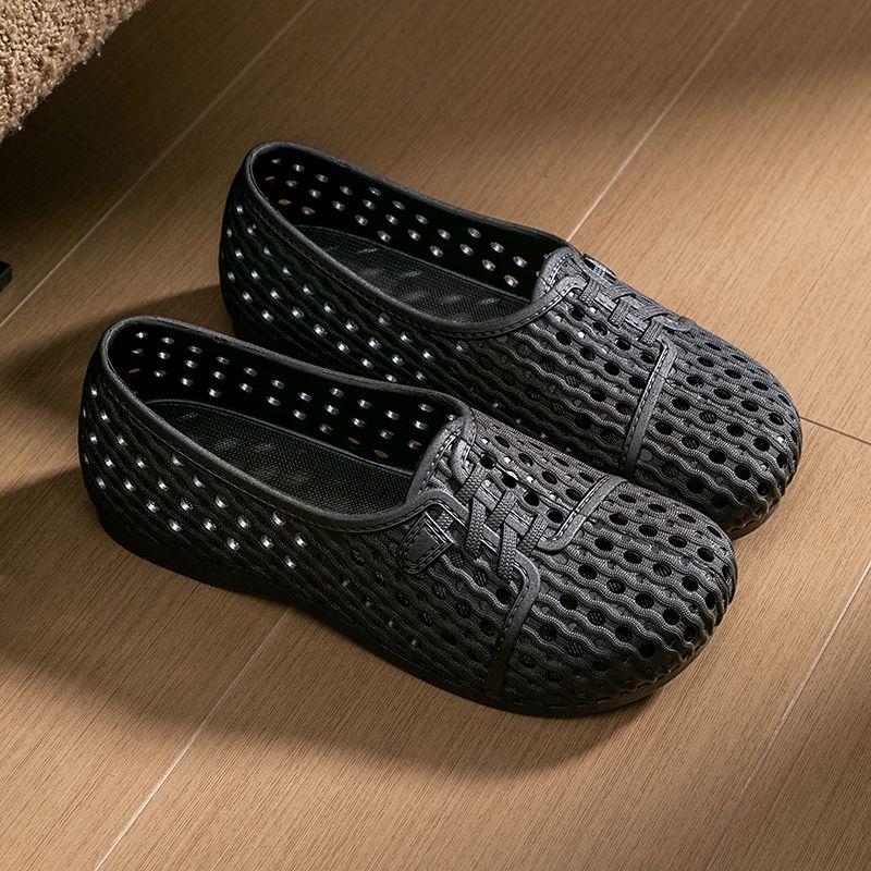 

New Summer New Fashion Round Toe Nurse Shoes Soft Sole Non-slip Sandals Flat Shoes Breathable Casual Sports Women s Shoes 40 чёрный