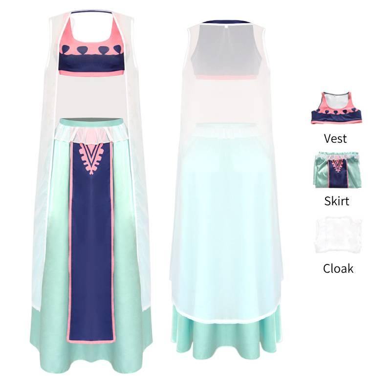 

Piece One Vivi Cosplay Costume Set Vest Skirt Street Style Girl Beach Dress Long S