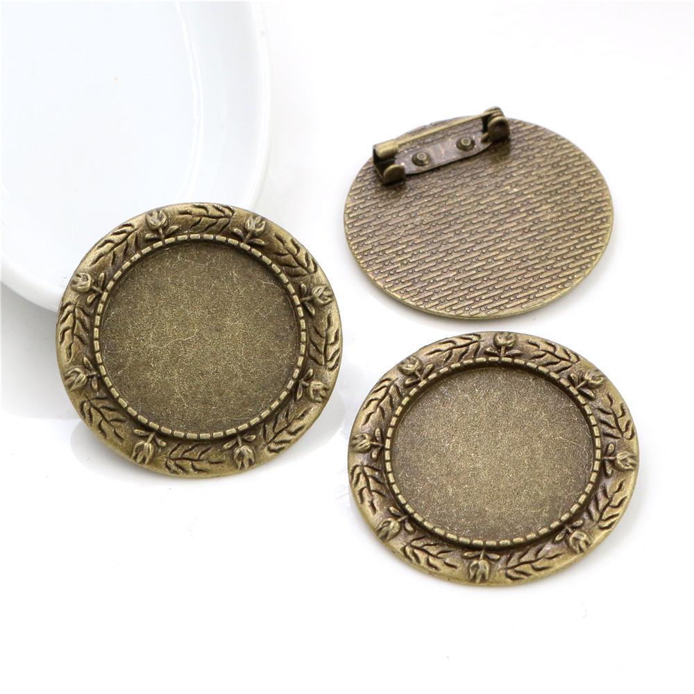 New Fashion 5pcs 25mm Inner Size Antique Silver Plated and Antique Bronze and Antique Gold Color Brooch Cabochon Base Setting
