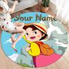 Autumn Harvest Journey Custom Name Round Area Rug Carpet Rug For Living Room Bedroom Sofa Playroom Decor Nonslip Floor Mat