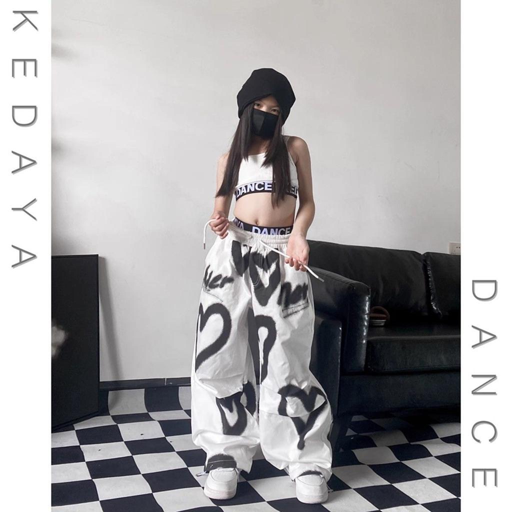 Krótki top dla dziewcząt + Sznurowane elastyczne spodnie sportowe High Street Street Dance Zestaw dwuczęściowy